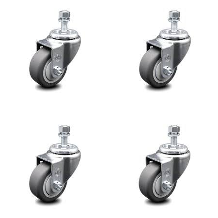 3.5 inch Thermoplastic Rubber Swivel Threaded Stem Caster Set 2 Brake M192