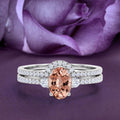 10k Solid White Gold Morganite And Diamond Engagement Ring B570575