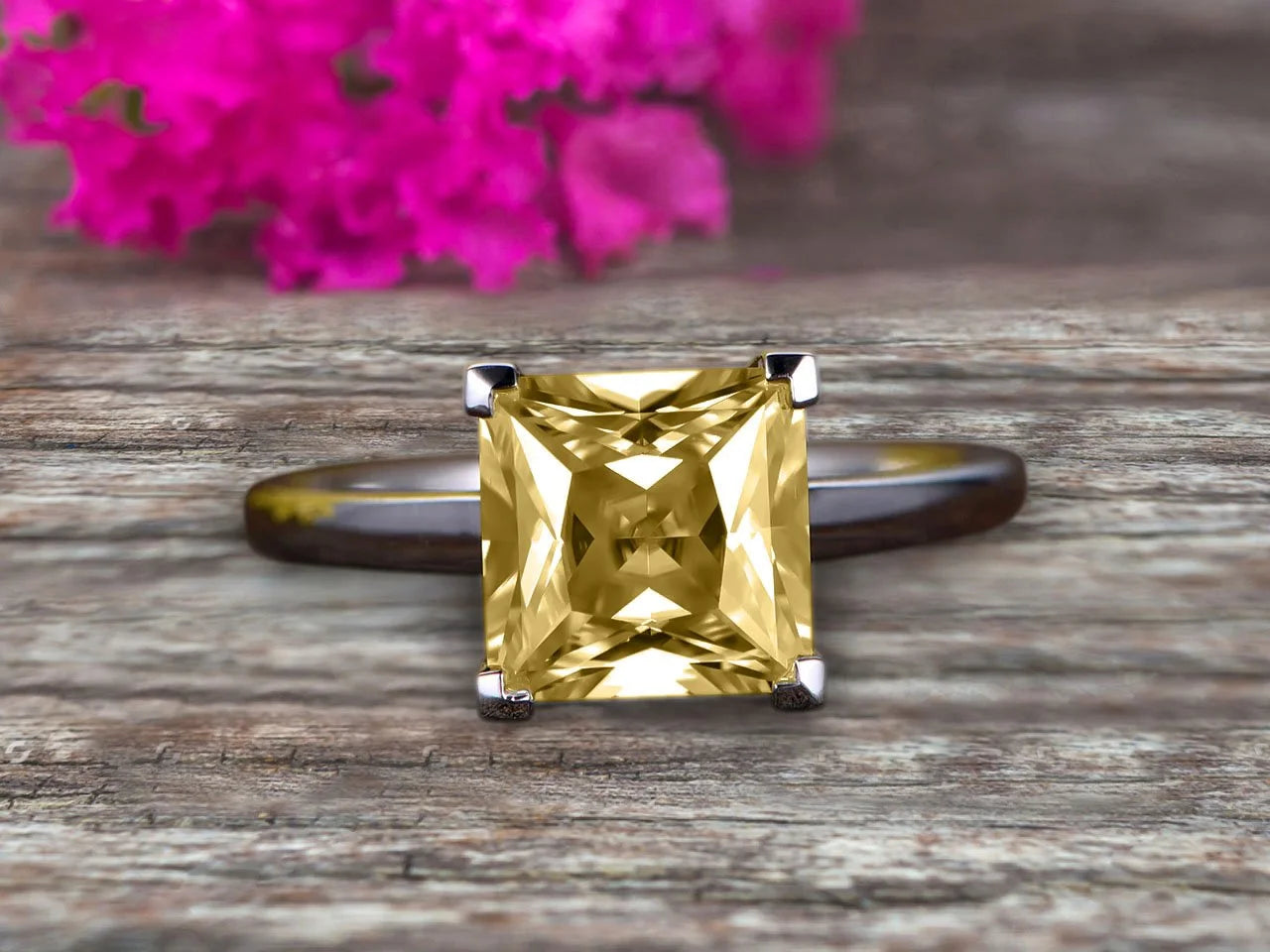 10k Rose Gold Princess Cut Moissanite Solitaire Engagement Ring S129306