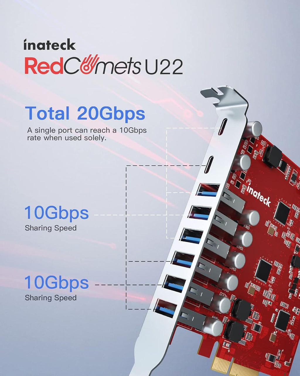 PCIe to USB 3.2 Gen 2 Extension Card, 6 USB Type-A and 2 USB Type-C Ports, Pack of 2 W35586