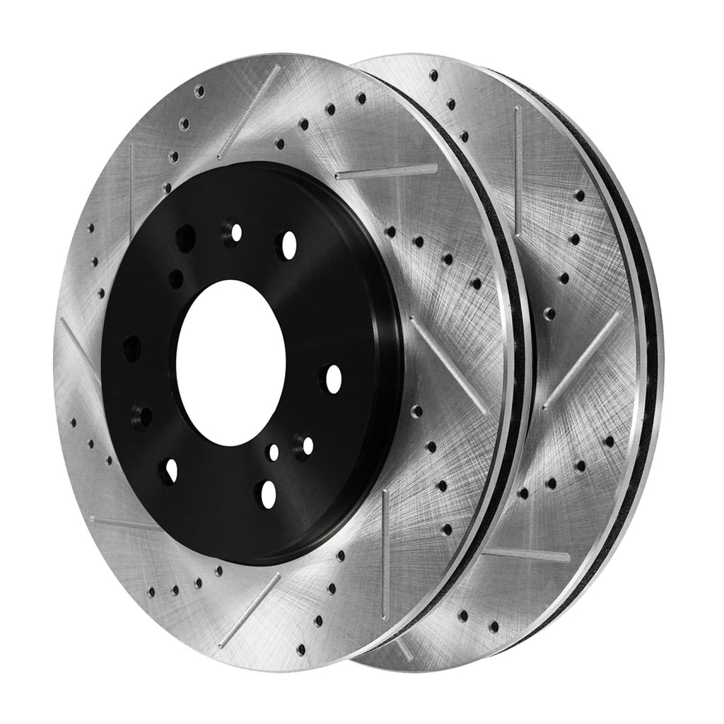 Front Wheel Bearing Hubs Drilled Slotted Rotors Black Ceramic Pads Kit Z68564