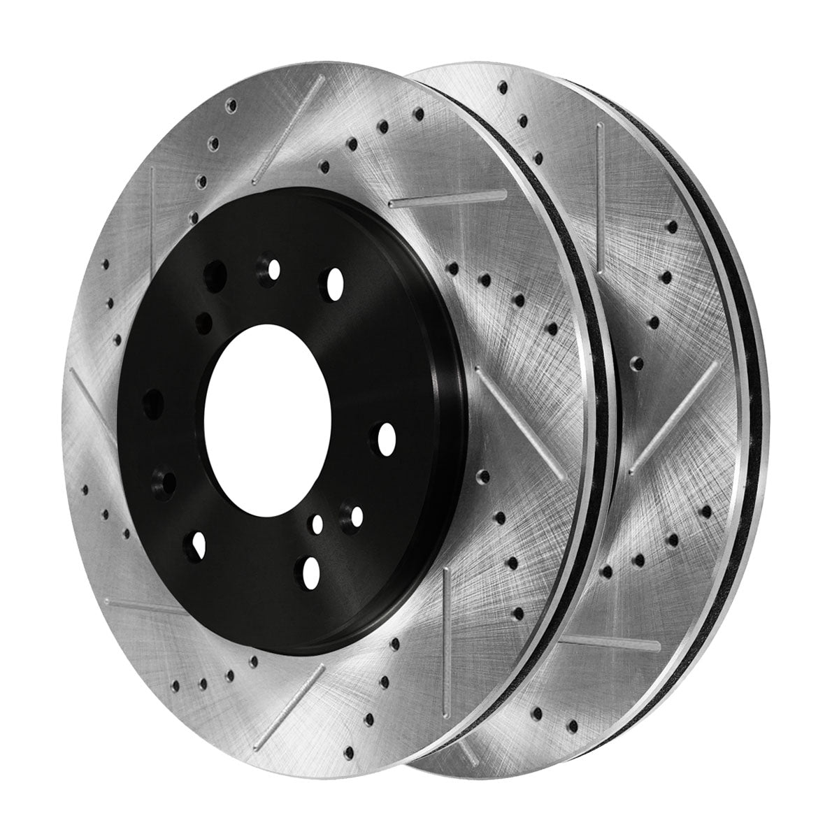 Front Wheel Bearing Hubs Drilled Slotted Rotors Black Ceramic Pads Kit Z68564