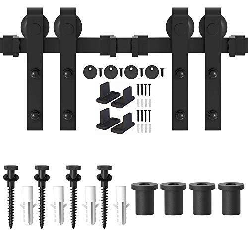 Sliding Barn Door Hardware Kit for Double Doors Black Surface 60 2 Doors Track J899