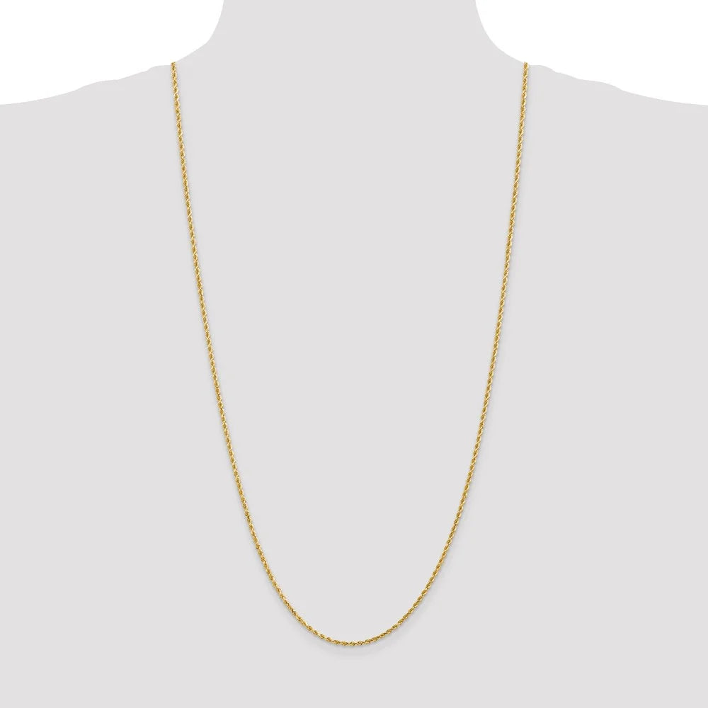 14kt Yellow Gold 2mm Diamond Cut Rope Chain with Lobster Clasp, 30 inch R314399
