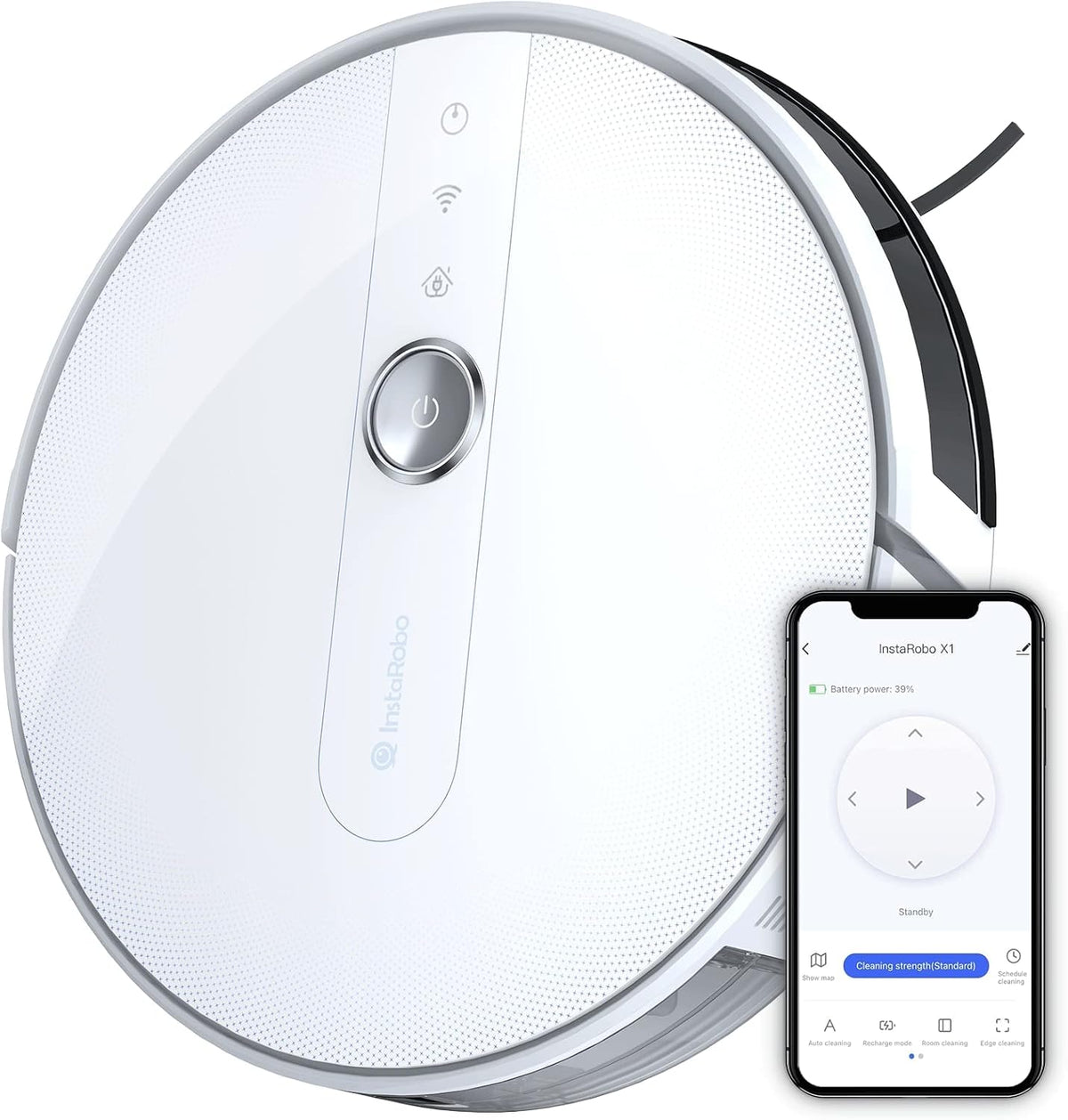 White Robot Vacuum and Mop Combo with 2000Pa Suction P1010