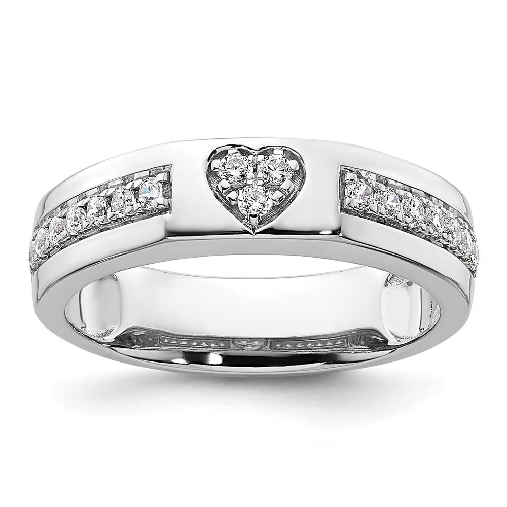 14k White Gold Lab Grown Diamond Heart Band R514