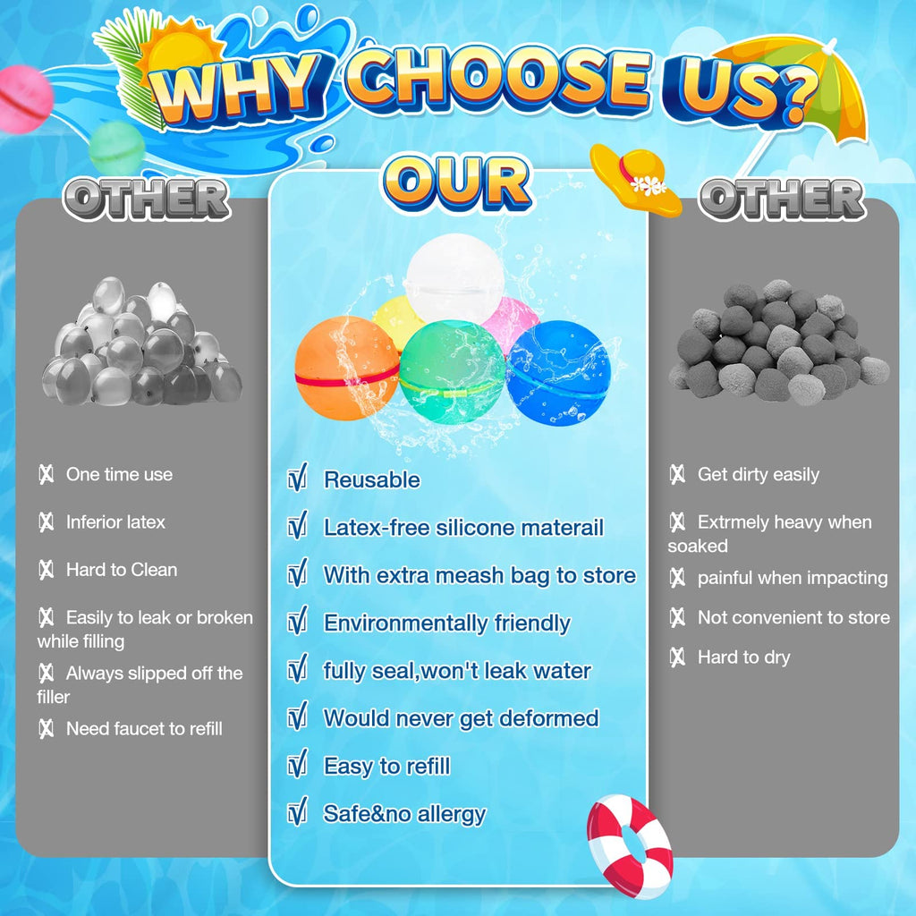 12 PCS Refillable Silicone Water Balloons T835