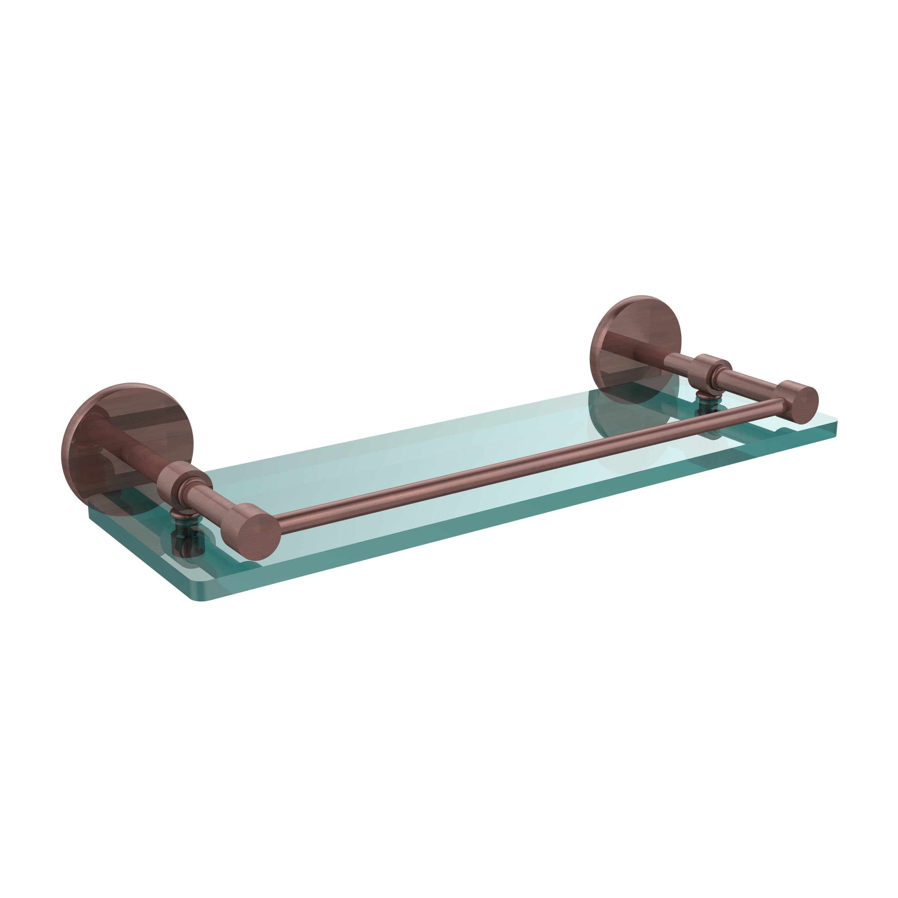16 inch Tempered Glass Shelf with Gallery Rail, Oil Rubbed Bronze O934