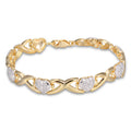 Diamond Accent Heart Bracelet in 18k Yellow Gold over Sterling Silver B122279