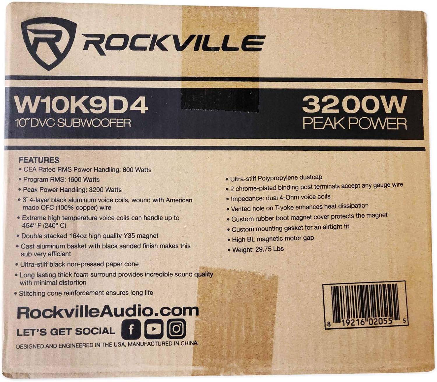 10 3200 Watt Car Audio Subwoofer with Vented Sub Box Enclosure L723122
