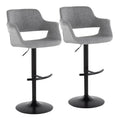 Adjustable Swivel Barstool in Black Metal and Light Grey Fabric O473