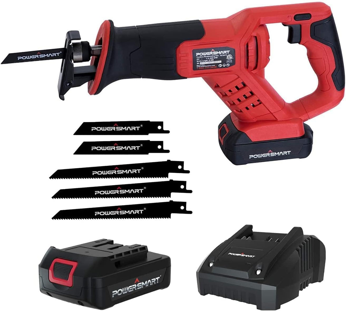 Cordless Reciprocating Saw with 2.0Ah Battery and Charger, 5 Blades P652703