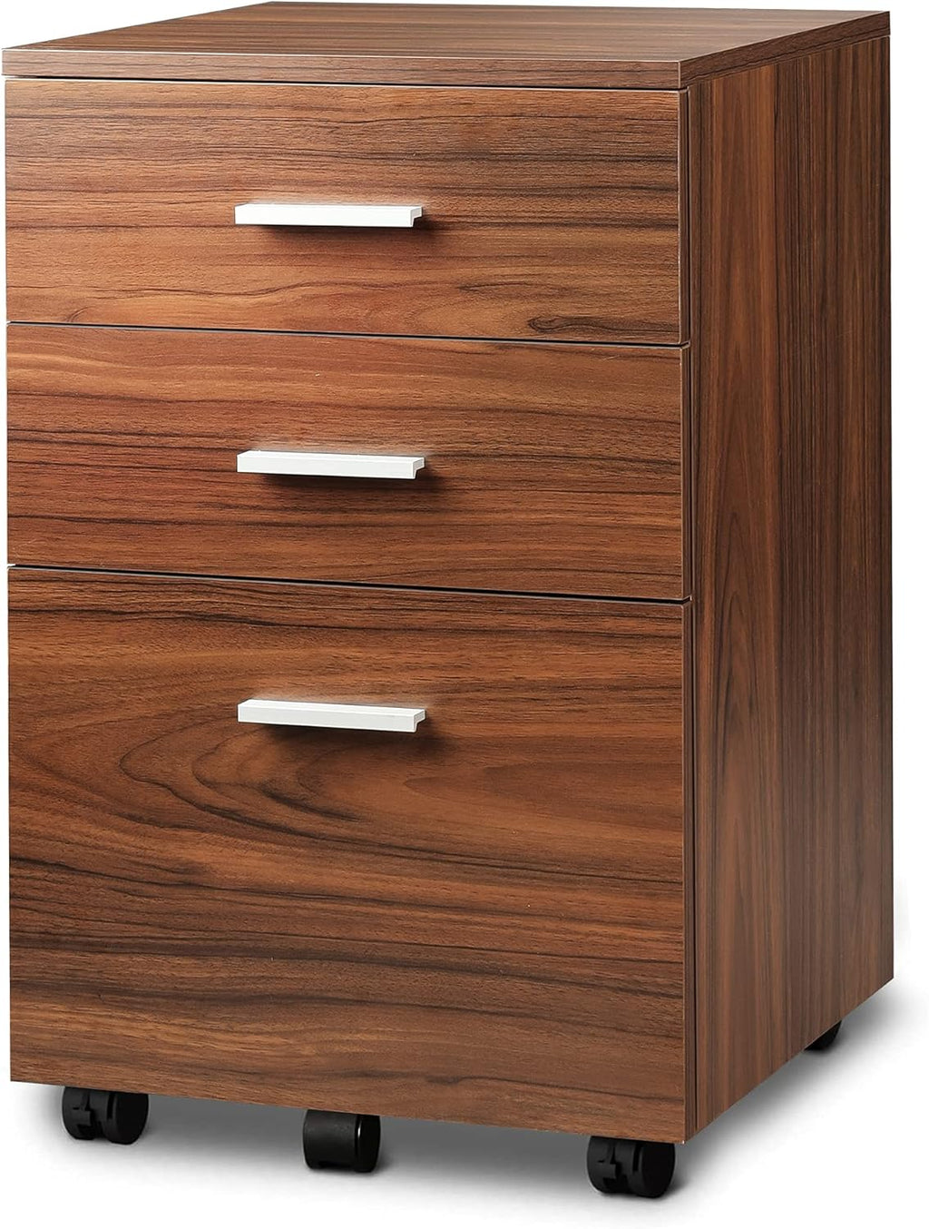 Black 3 Drawer Wood Mobile File Cabinet O841533