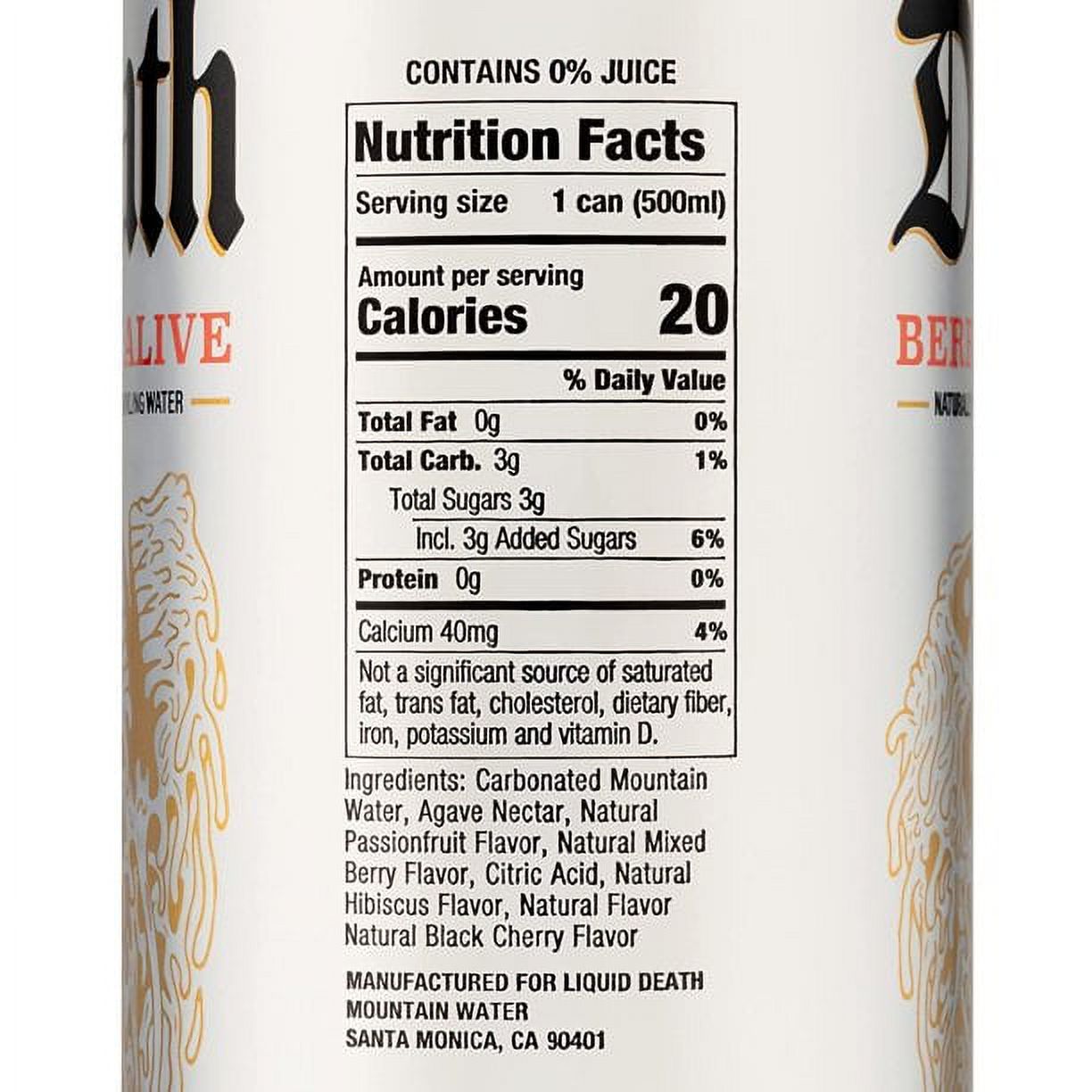 Berry It Alive Sparkling Water, 16.9 Oz, 24 cans X171167
