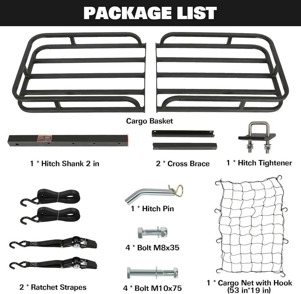 Hitch Mount Cargo Carrier with Net and Strap D215020