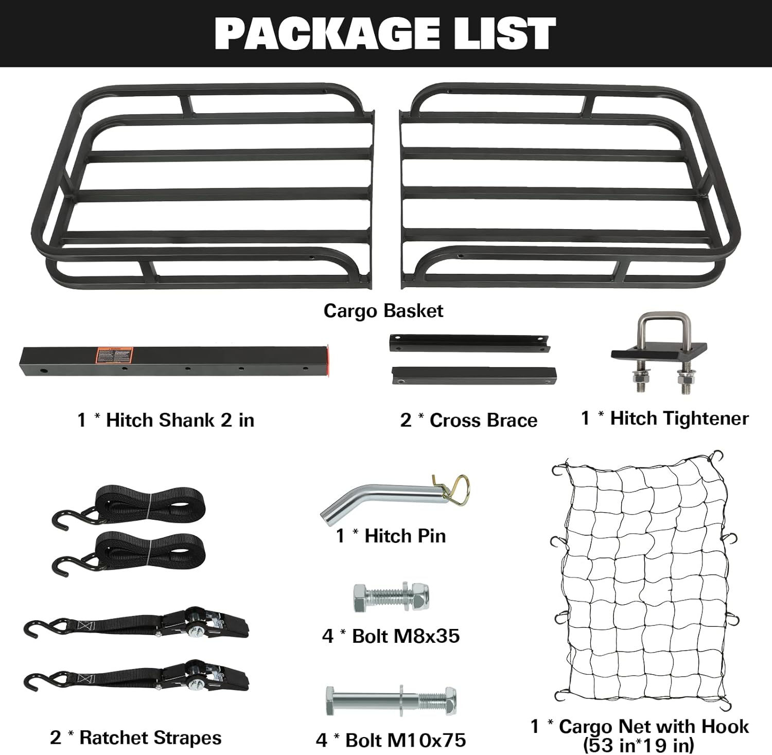Hitch Mount Cargo Carrier with Net and Strap D215020