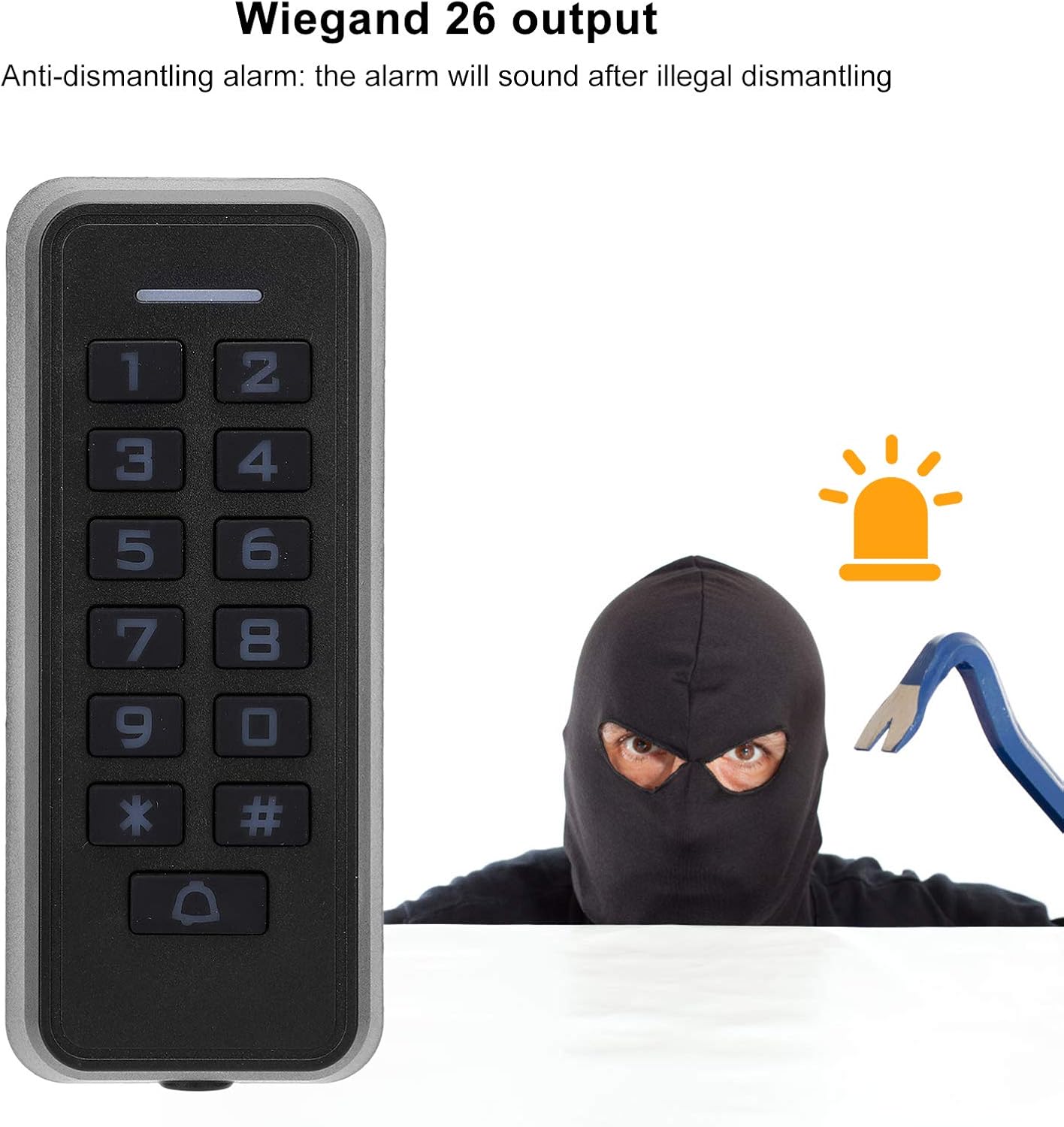 Wireless Access Control Keypad with Backlight, 125KHz RFID Reader, Wiegand26, 10000 Users T6507