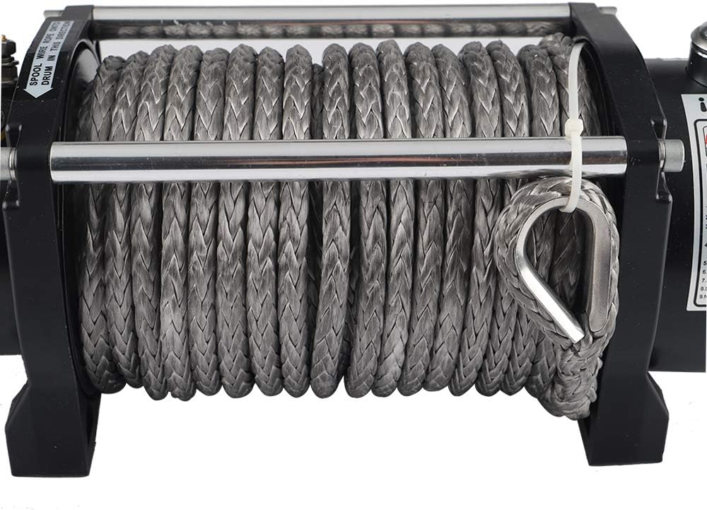 12V DC Winch with Synthetic Rope, 6 Ton (12,000 lb) Pulling Capacity B66868