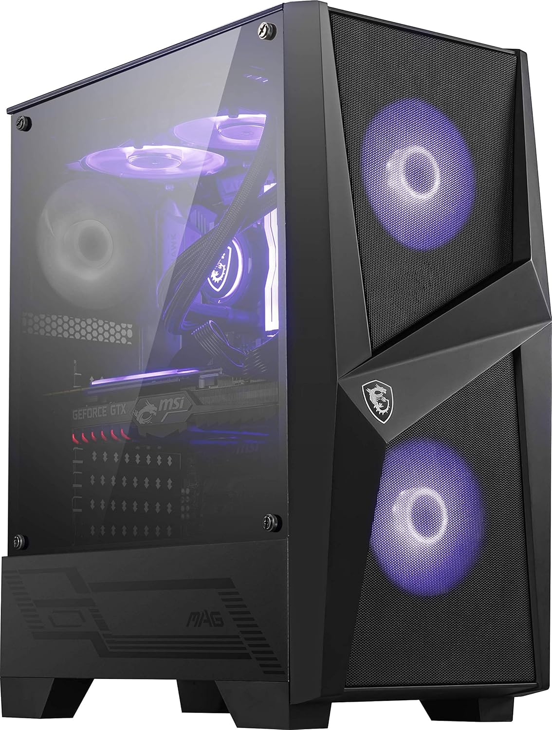 Mid-Tower PC Gaming Case with Tempered Glass Side Panel, 120mm Fan, Liquid Cooling Support, Pack of 2 A208