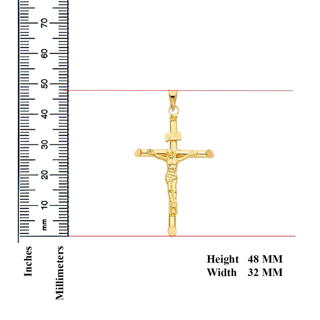 14K Yellow Gold Crucifix Charm Pendant, 48 x 32 MM, 2.5 grams J47964
