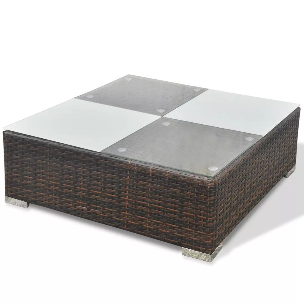 5 Piece Outdoor Sectional Sofa with Coffee Table and Ottoman Poly Rattan G636147