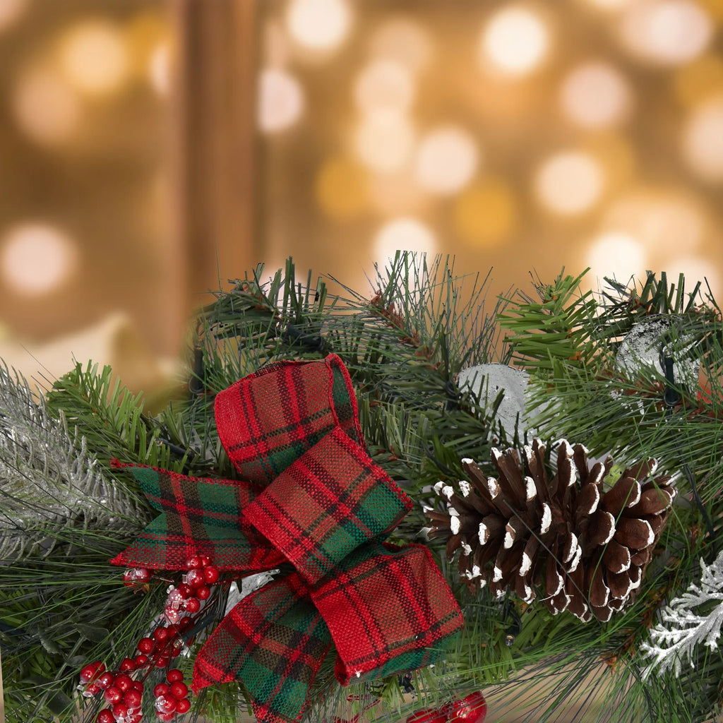 Red Green 9 ft Christmas Garland with 40 LED Lights H2207