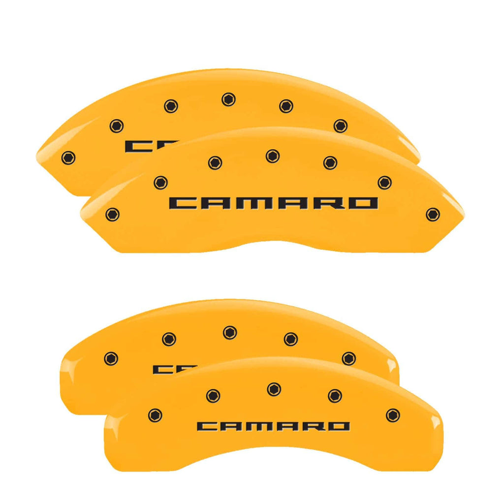 4 Caliper Covers Yellow Finish Black E9697