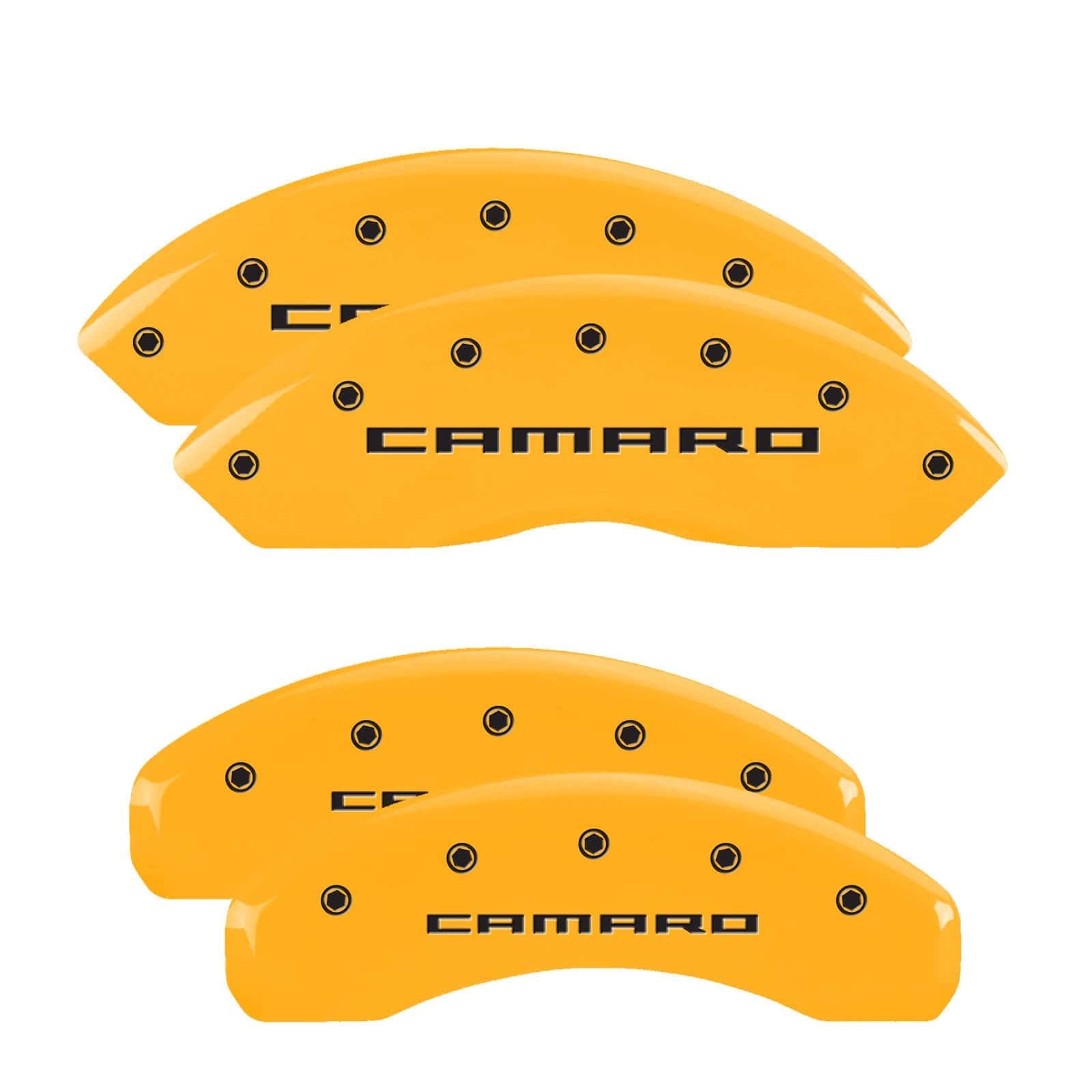 4 Caliper Covers Yellow Finish Black E9697