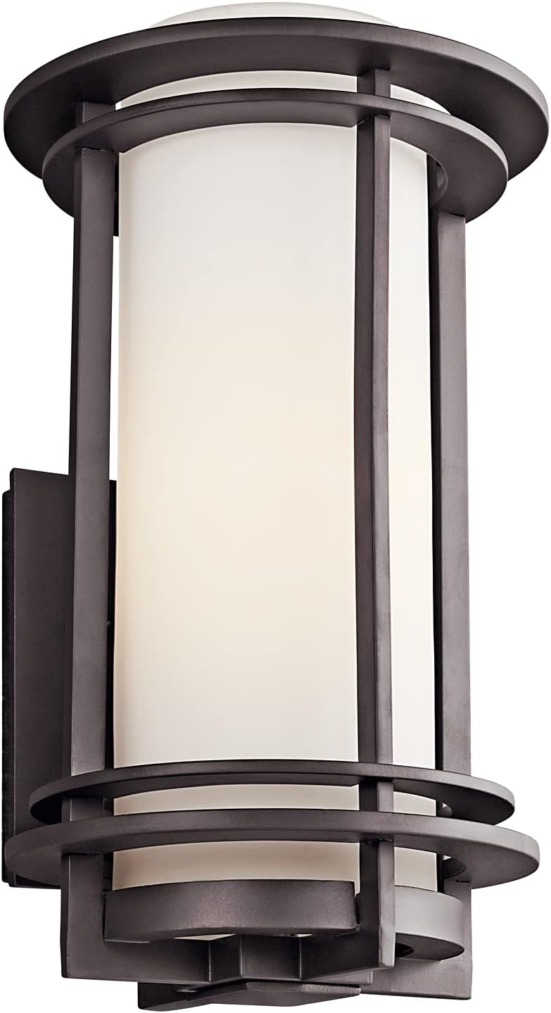 16 1 Light Outdoor Wall Light with Satin Etched Cased Opal Glass in Architectural Bronze D46800