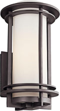 16 1 Light Outdoor Wall Light with Satin Etched Cased Opal Glass in Architectural Bronze D46800