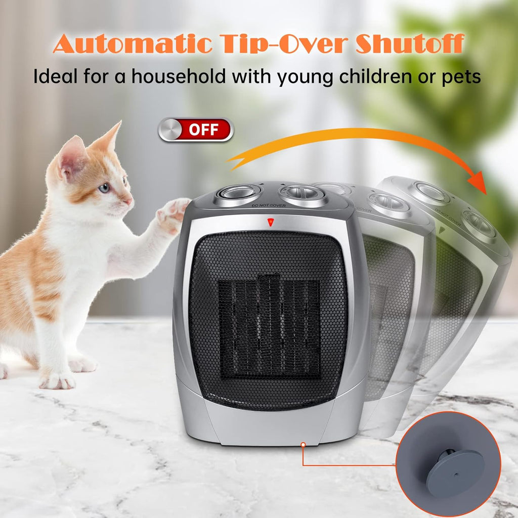 750W/1500W Portable Ceramic Heater with Adjustable Thermostat M30533