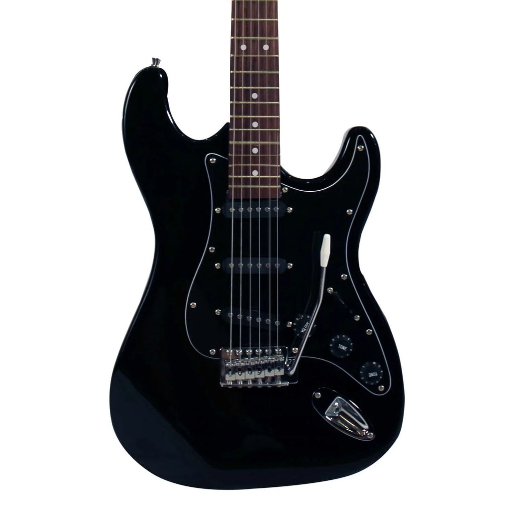 Black Electric Guitar with Amp, Case, and Cable R38362